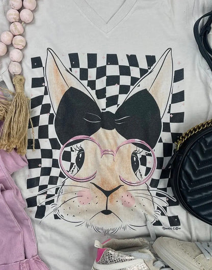 YOUTH Checkered Bunny Glasses Tee