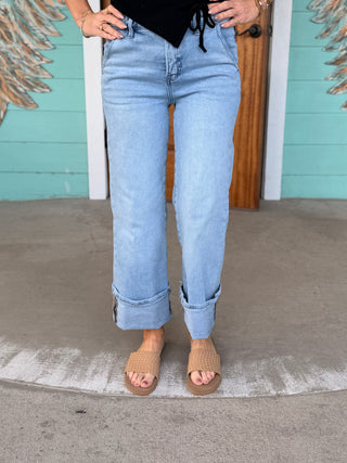 Risen Light HR Ankle Wide Cuffed Jeans