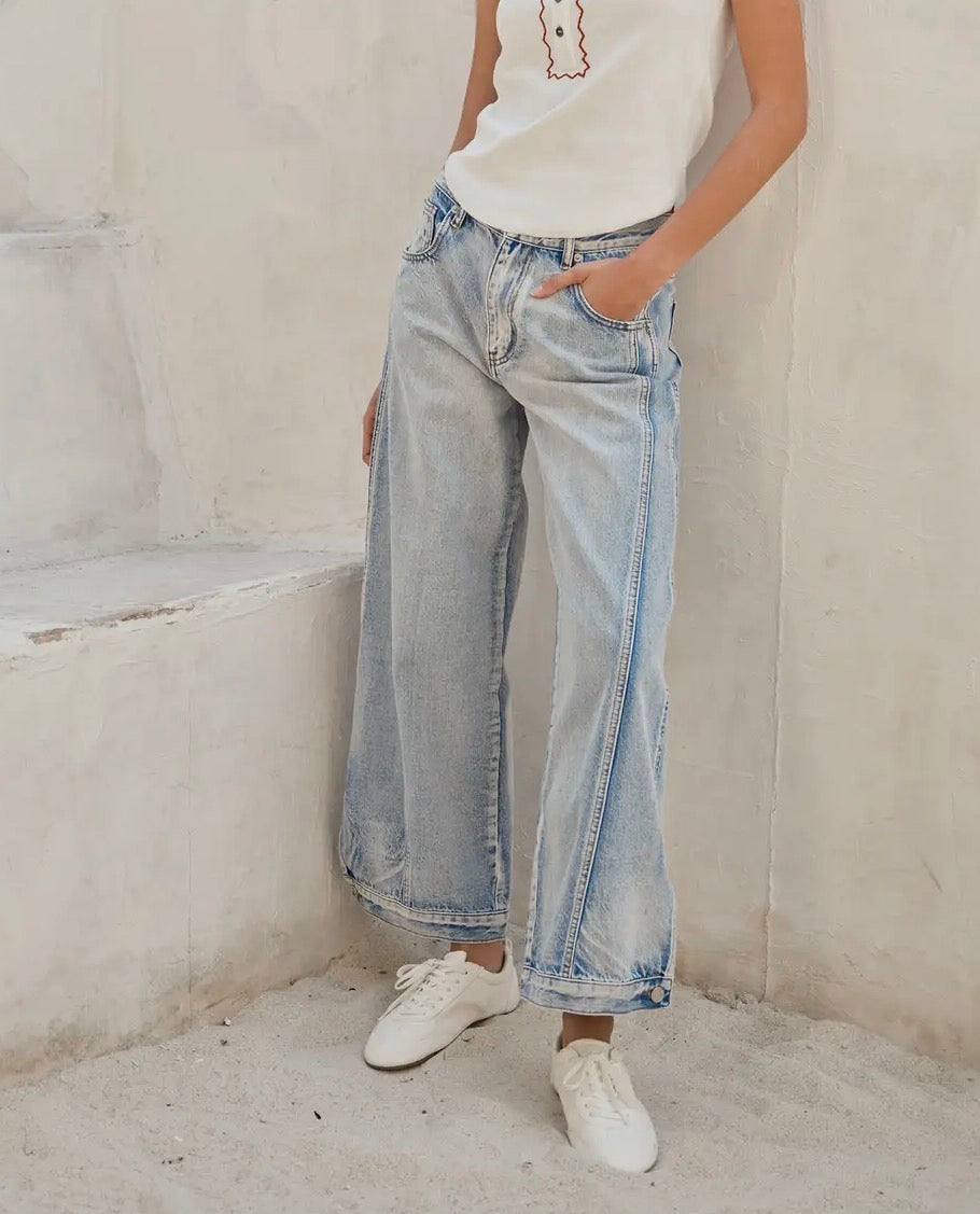 Light Vintage Washed Curve Sideseam Denim