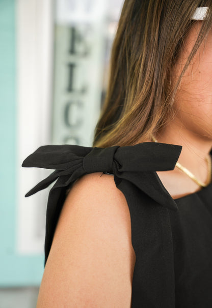 Black Bow Neckline Mini Dress