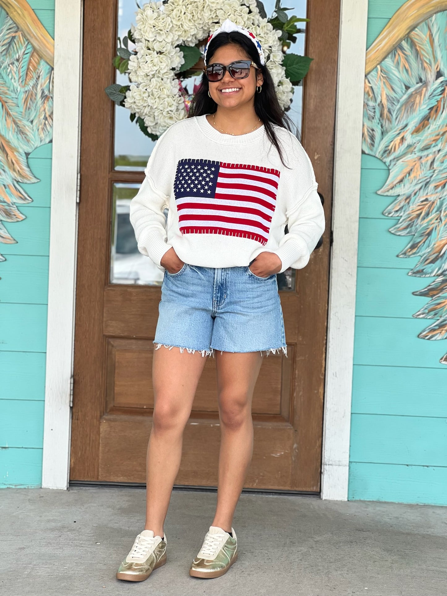 White USA Flag Sweater