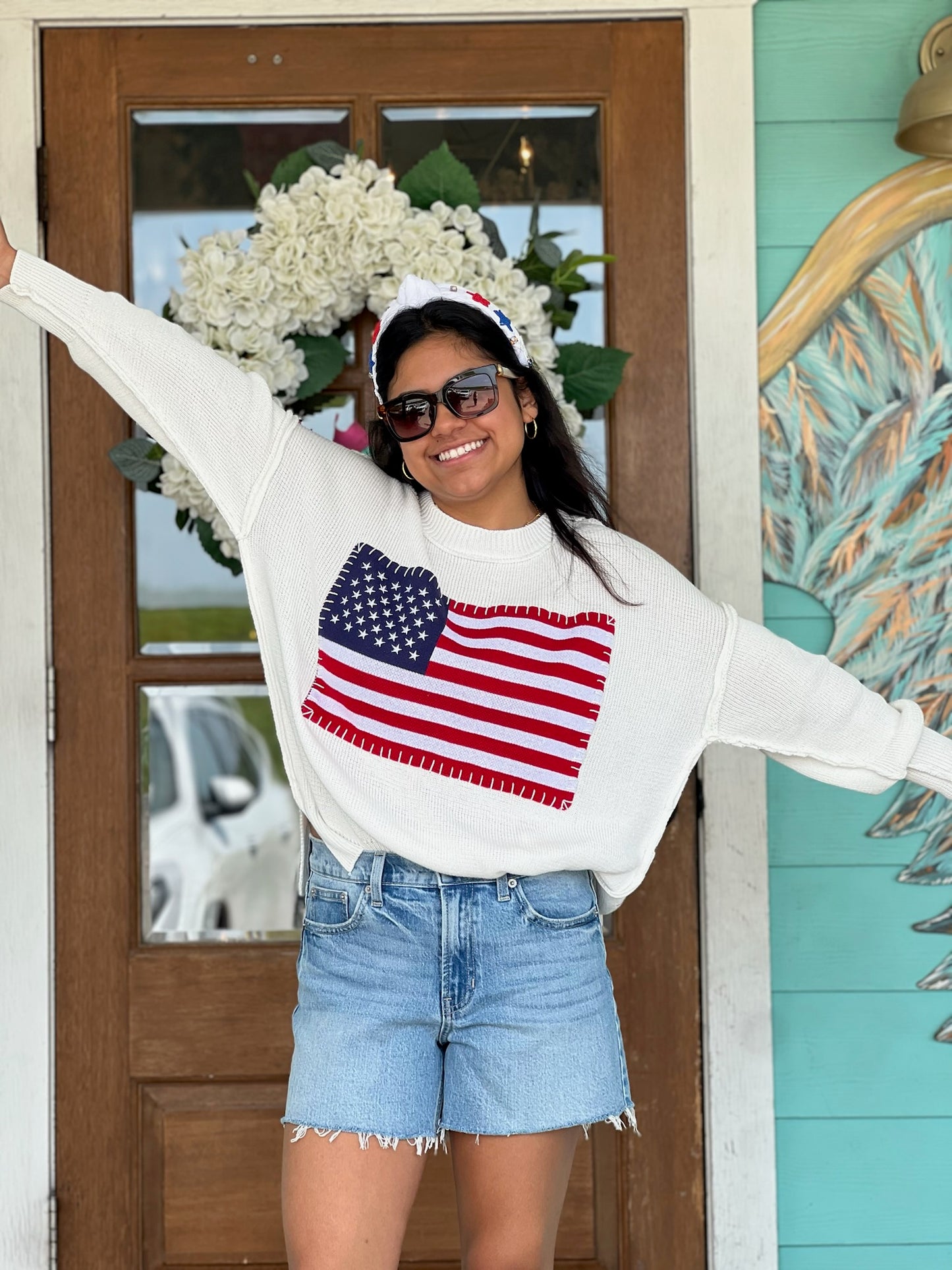 White USA Flag Sweater