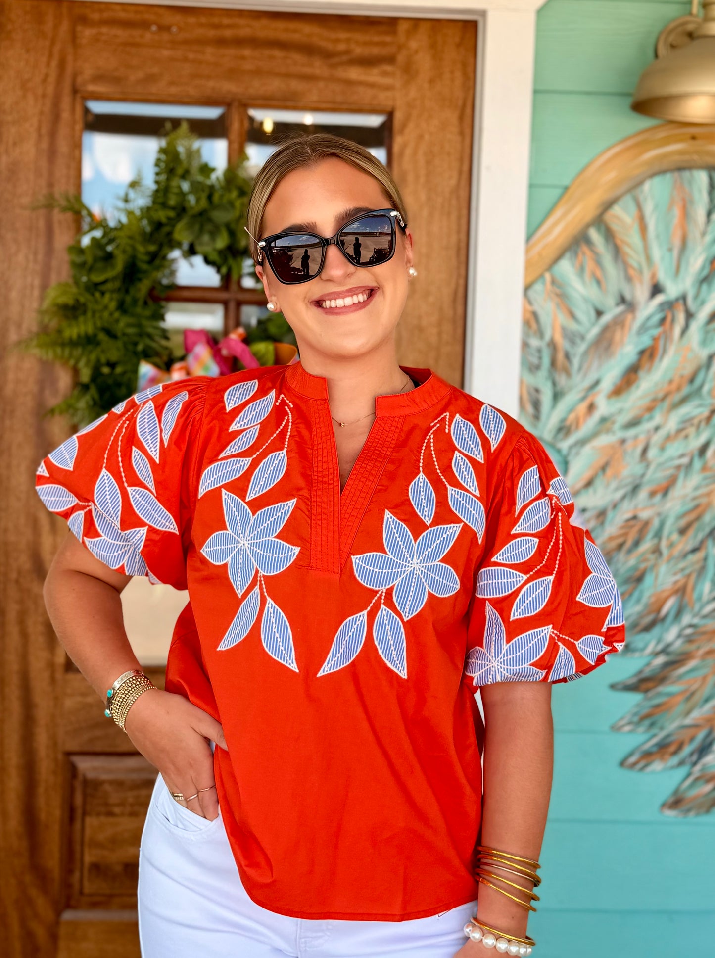 Mango Floral Embroidered Top