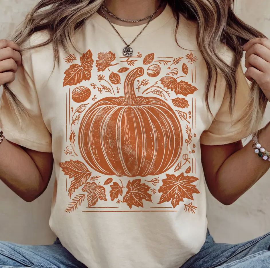 Cream Pumpkin Patch Stamp Tee