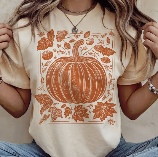 Cream Pumpkin Patch Stamp Tee