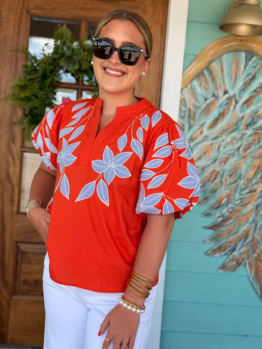 Mango Floral Embroidered Top