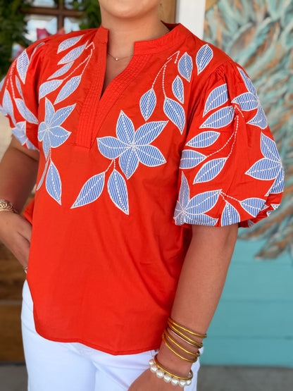 Mango Floral Embroidered Top