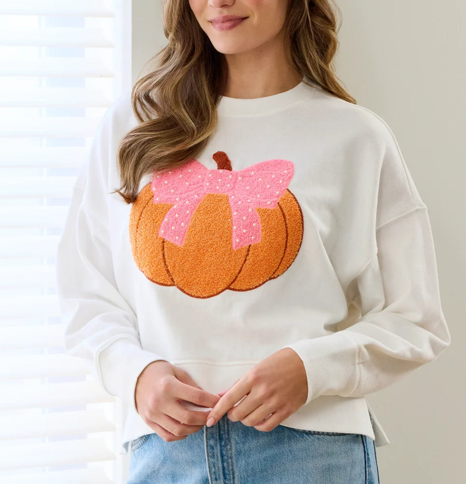 Pretty Pumpkin Bow Sweatshirt