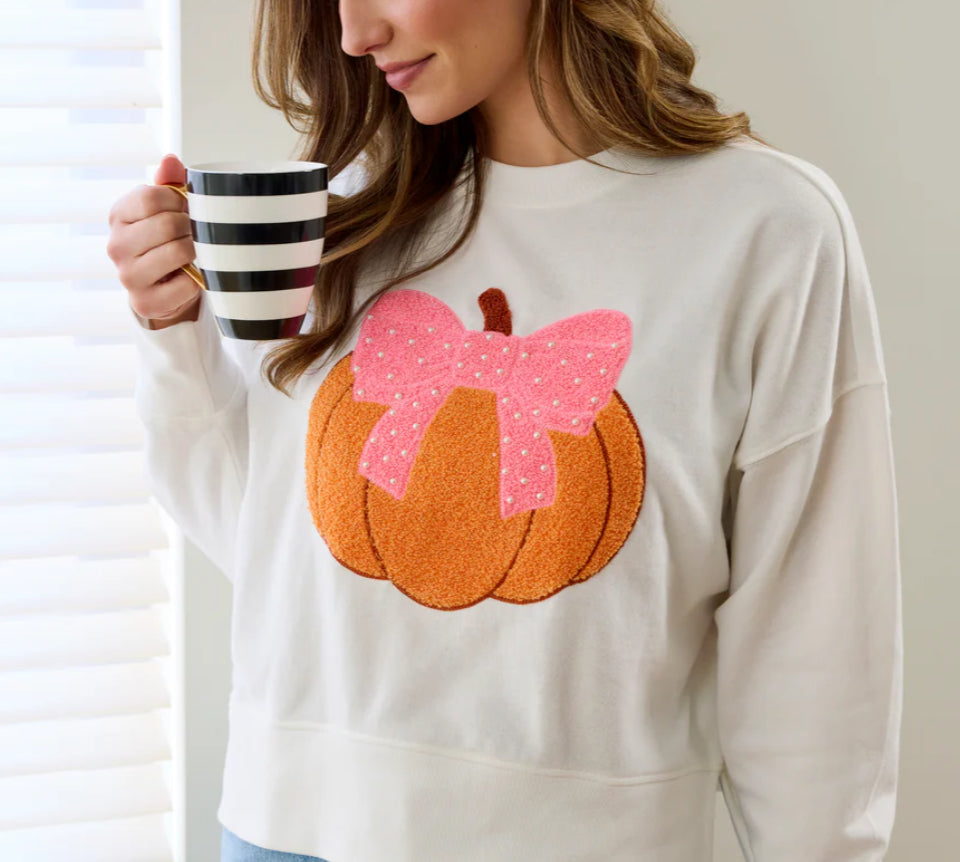 Pretty Pumpkin Bow Sweatshirt