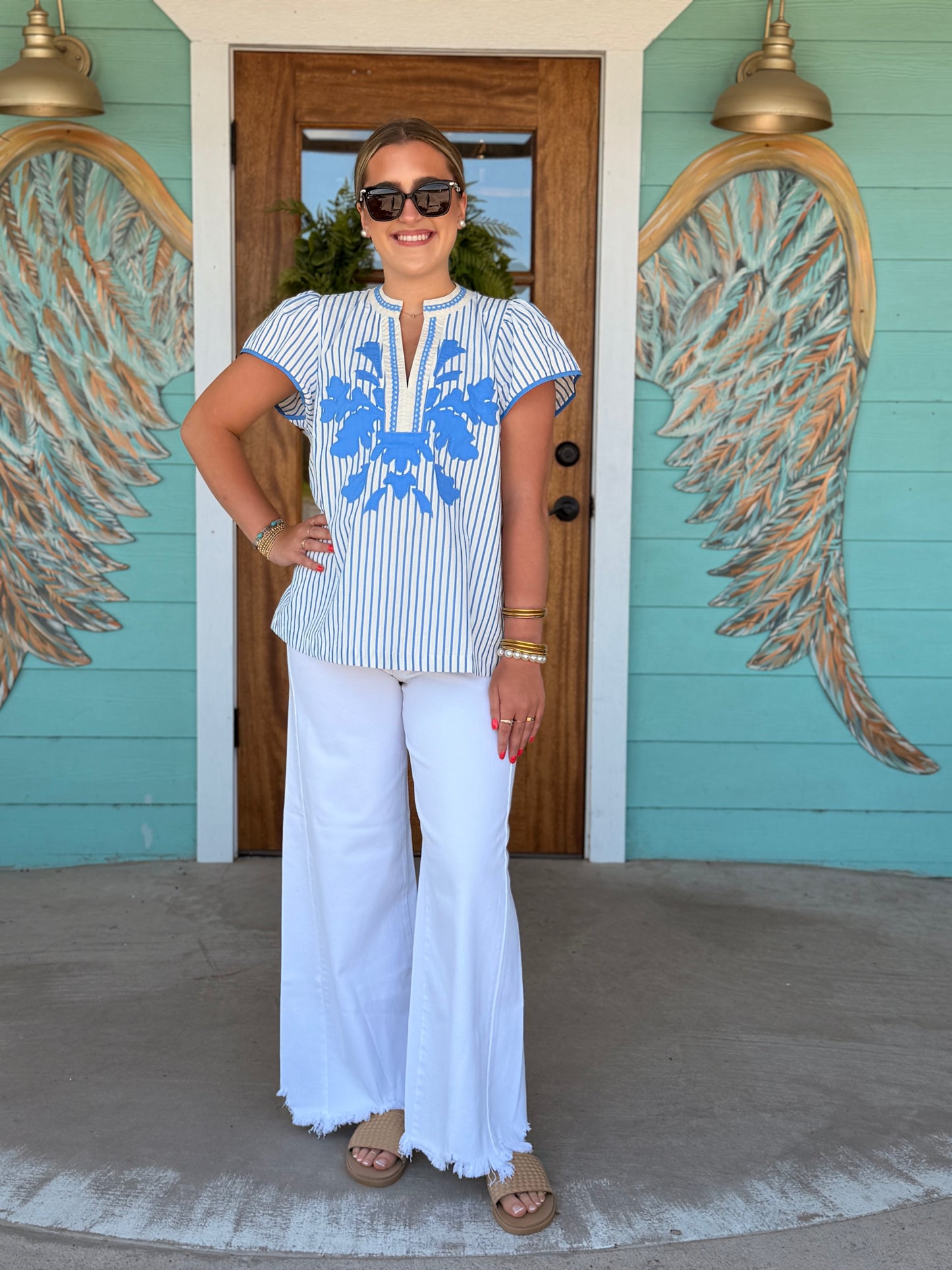 Peri Blue Stripe Zuri Top