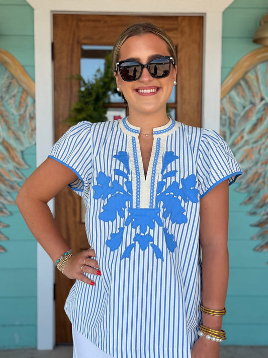 Peri Blue Stripe Zuri Top