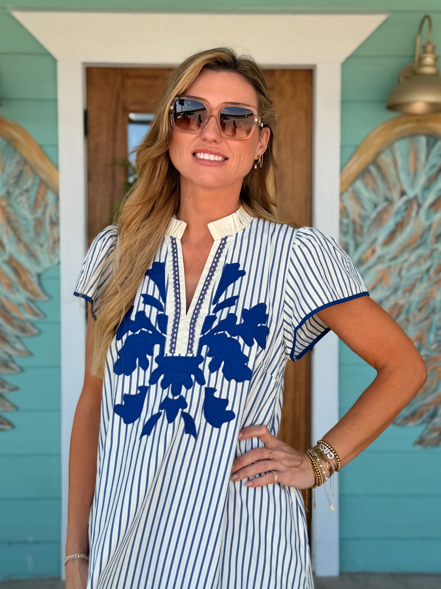 Royal Blue Stripe Zurica Dress