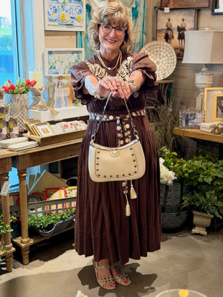 Sister Mary Chocolate Brown Embroidered Dress