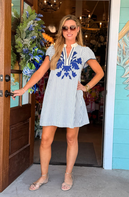 Royal Blue Stripe Zurica Dress