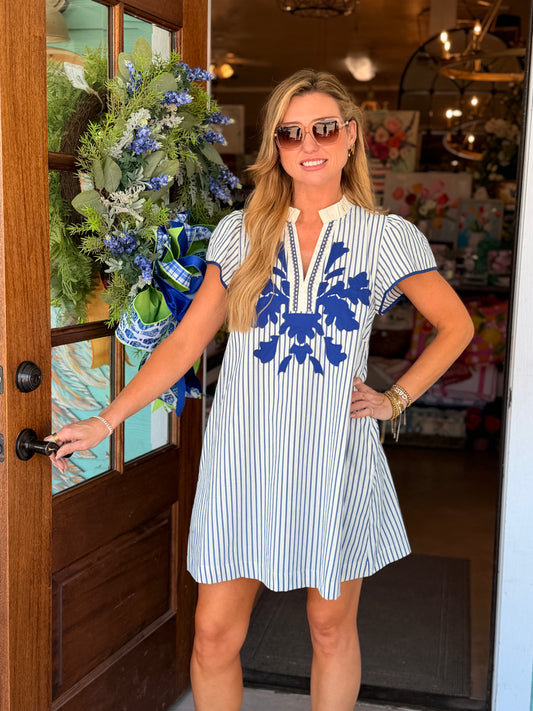 Royal Blue Stripe Zurica Dress