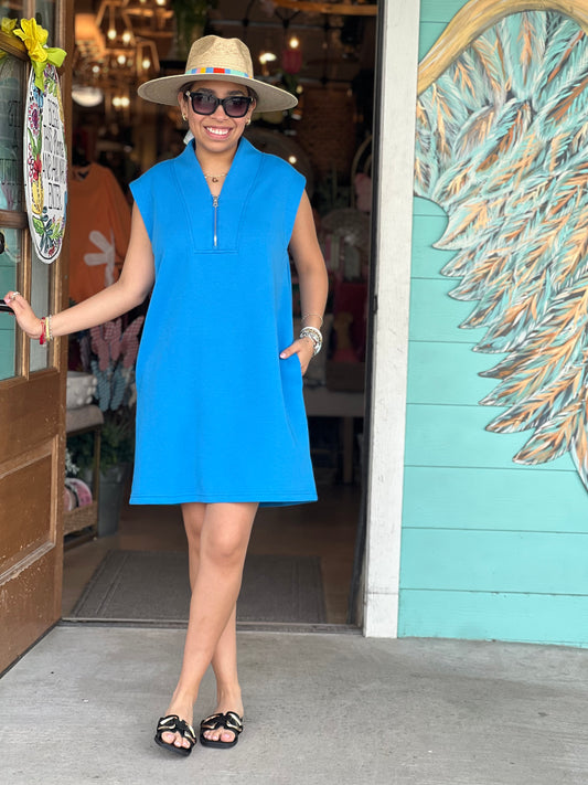 Vivid Blue Quarter Zip Dress