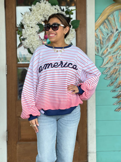 America USA Striped Sweatshirt