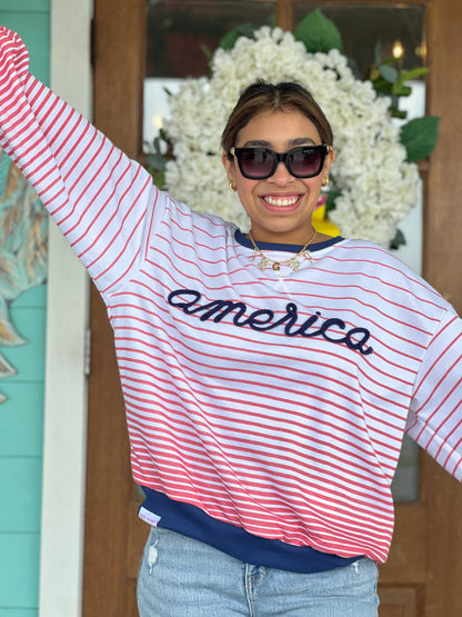 America USA Striped Sweatshirt