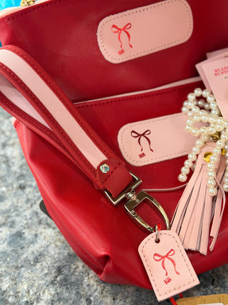 JH x Beaded Blondes Pearl Red Leather & Rose Coated Canvas
