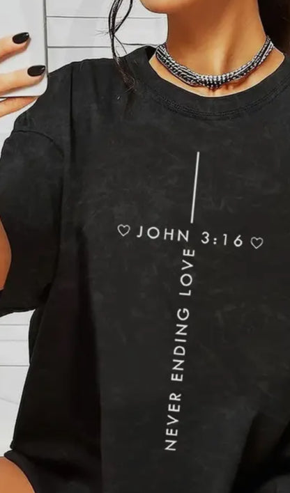 Never Ending Love Oversized Black Tee