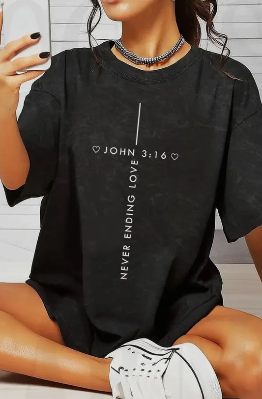 Never Ending Love Oversized Black Tee