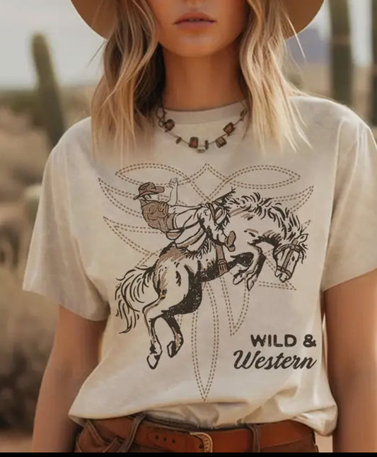 Wild N Western Oatmeal Tee