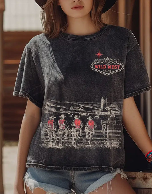 Welcome Wild West Black Tee