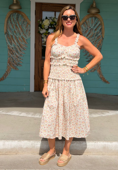 Cream Floral Print Clara Dress