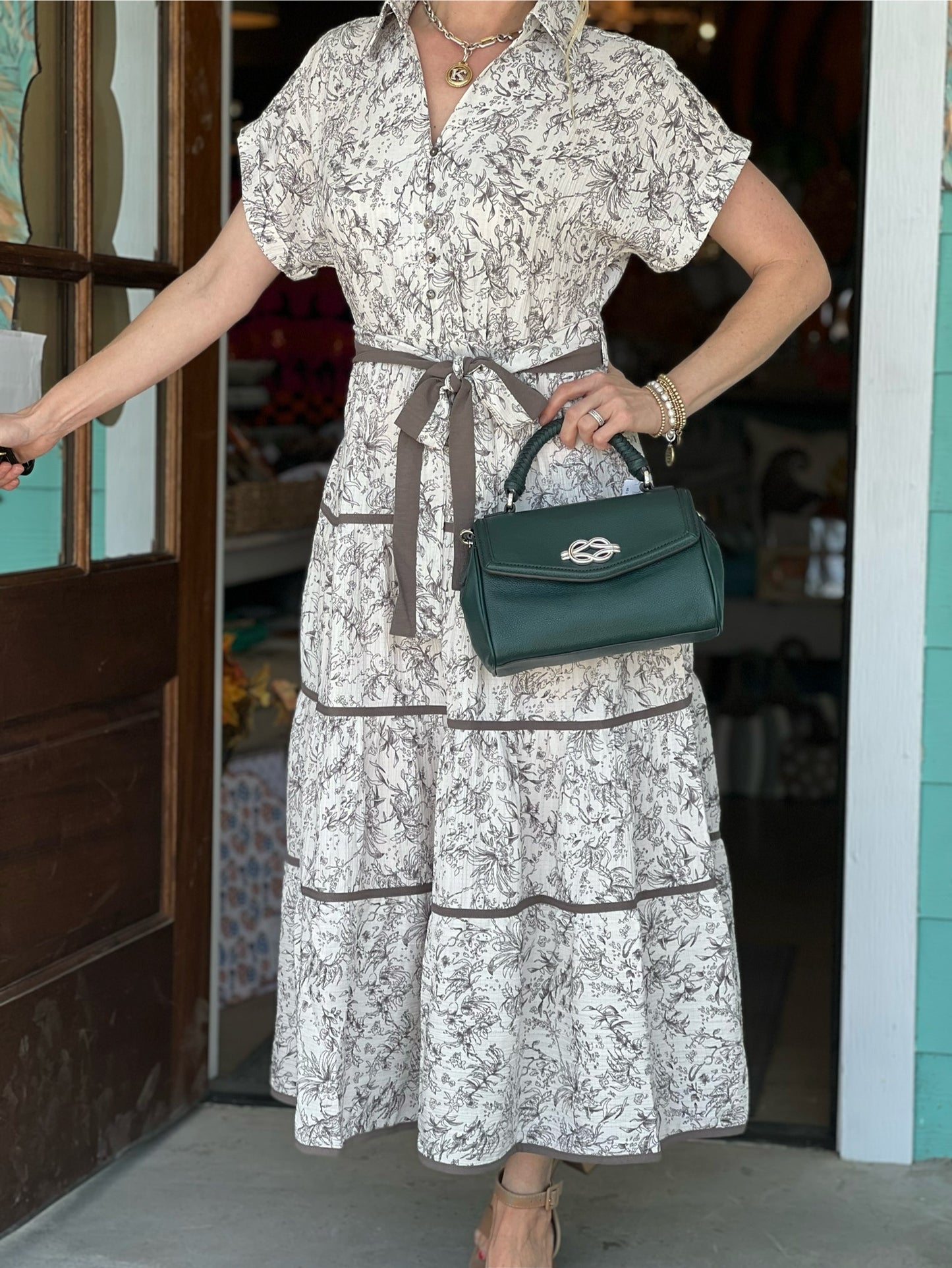 Cream Collared Button Up Midi Dress