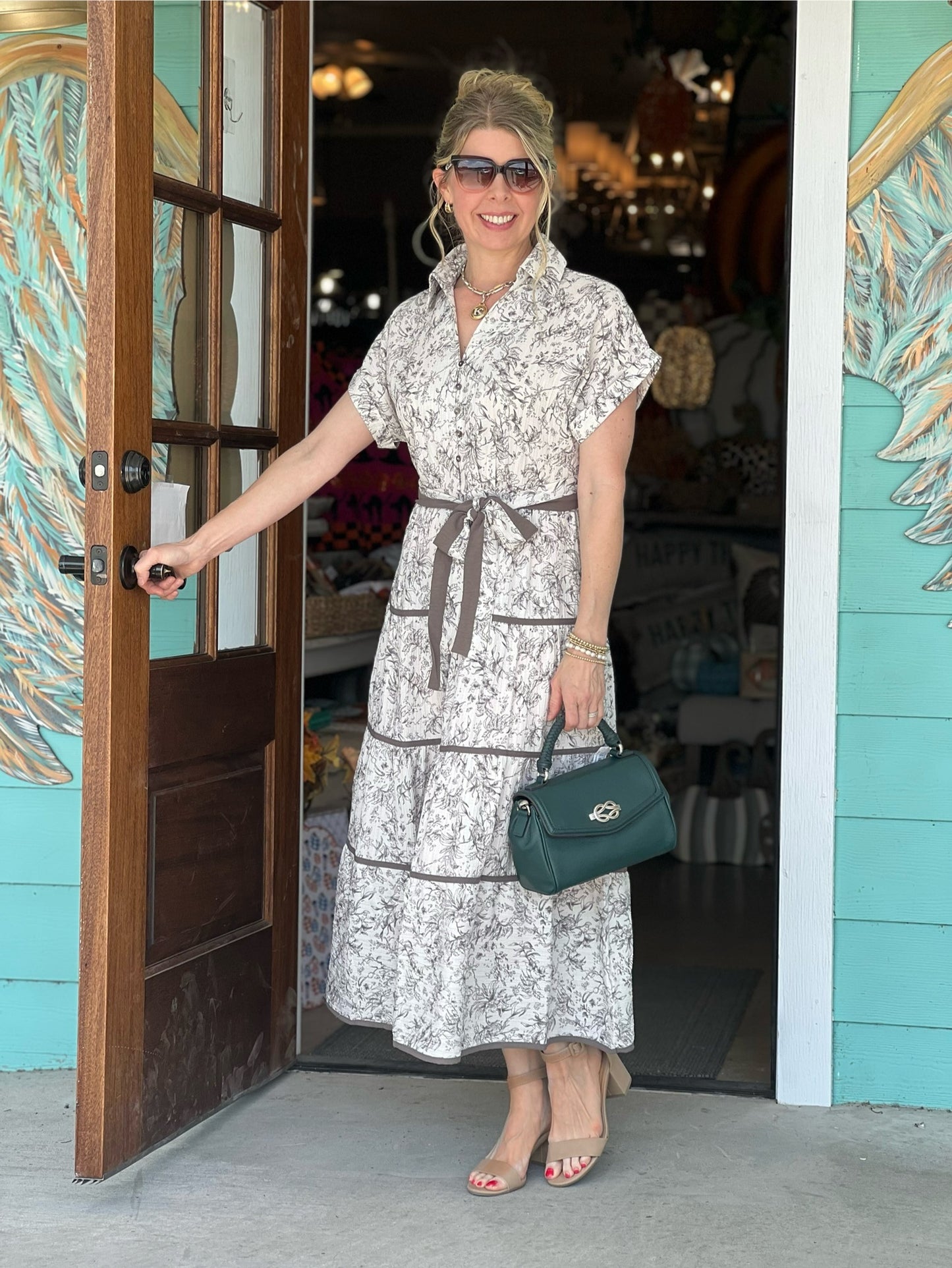 Cream Collared Button Up Midi Dress
