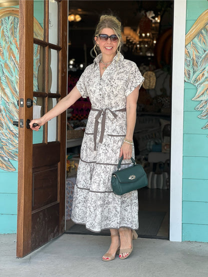 Cream Collared Button Up Midi Dress