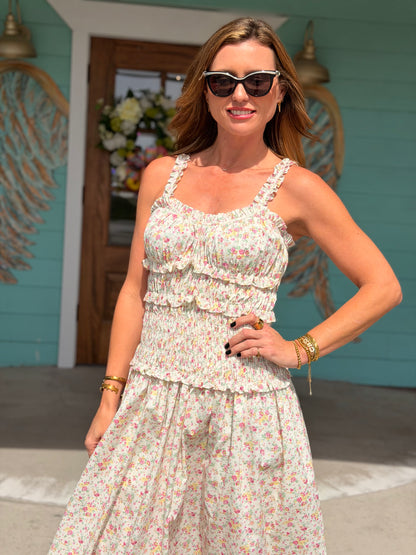 Cream Floral Print Clara Dress
