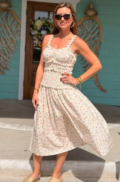 Cream Floral Print Clara Dress