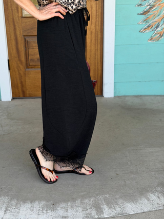 Black Lace Trim Tarah Pants