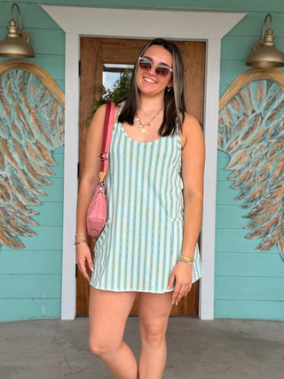Sage Floral Stripe Tara Dress