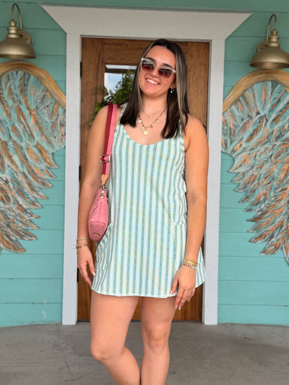 Sage Floral Stripe Tara Dress