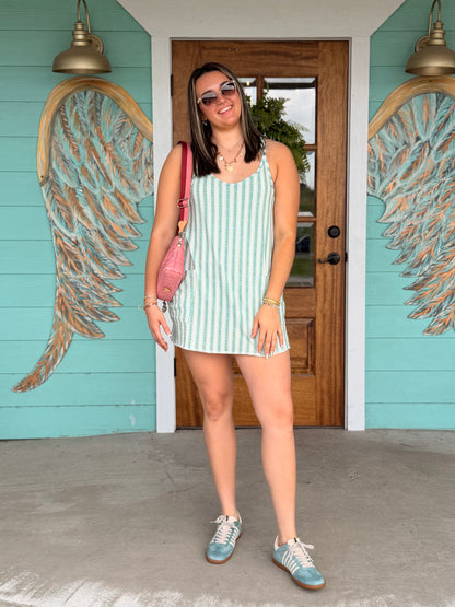 Sage Floral Stripe Tara Dress