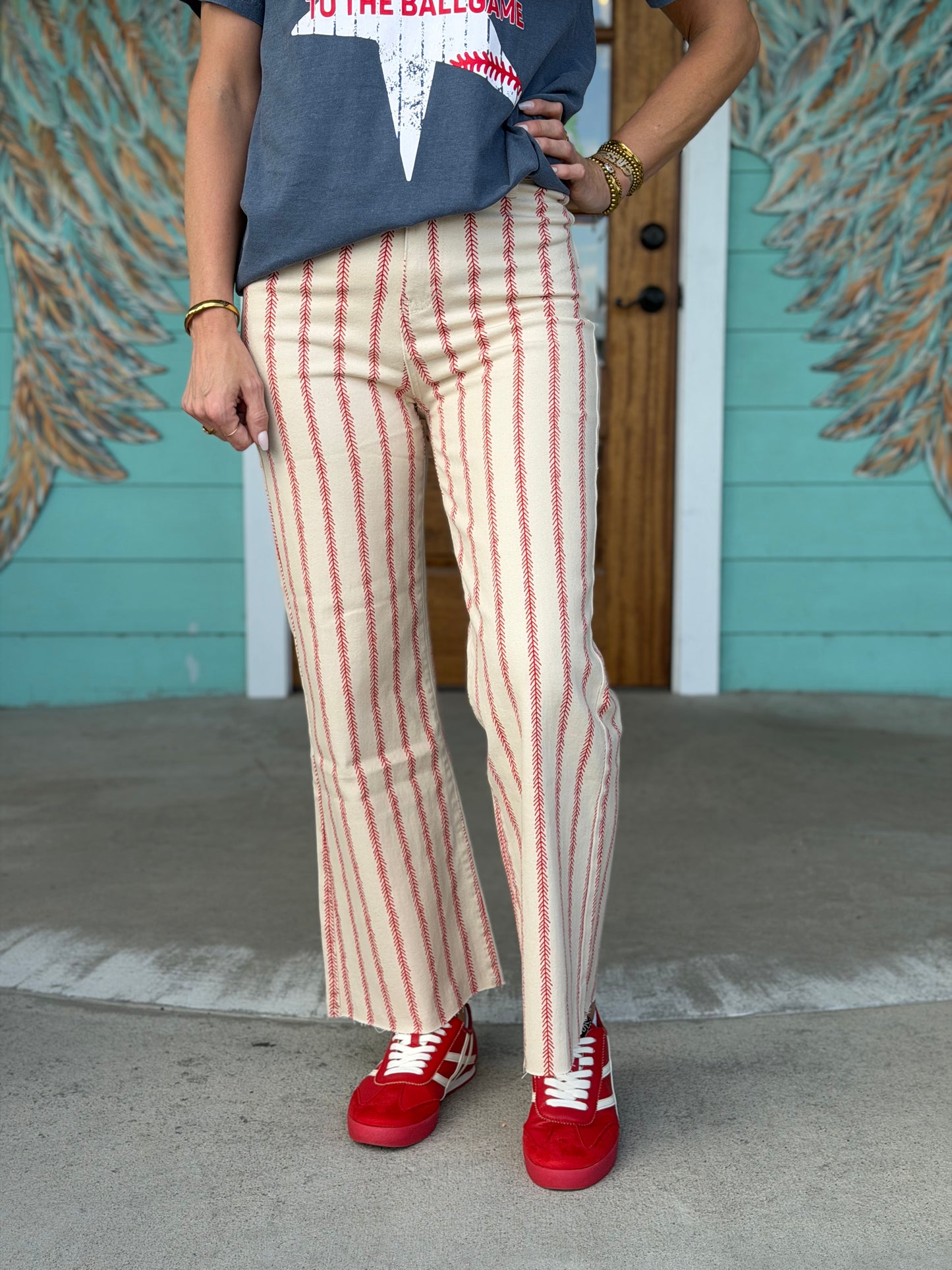 Baseball Print Denim