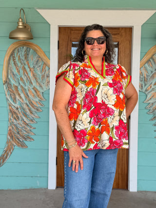 Tea Berry Flutter Sleeve Top