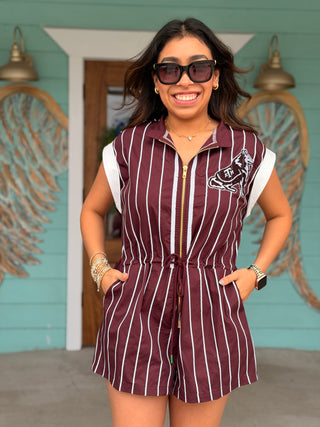 Queen of Sparkles A&M Striped Mascot Romper