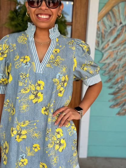 Denim & Yellow Floral Dress