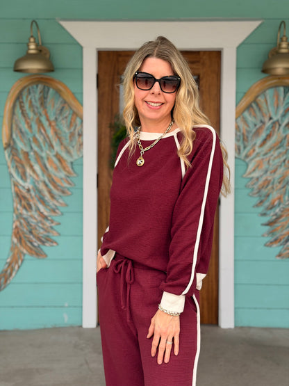 Wine Long Sleeve Sport Top