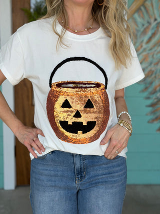Queen of Sparkles Functioning  Pumpkin Candy Basket Tee