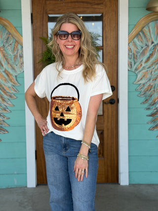 Queen of Sparkles Functioning  Pumpkin Candy Basket Tee