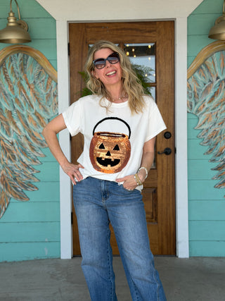 Queen of Sparkles Functioning  Pumpkin Candy Basket Tee