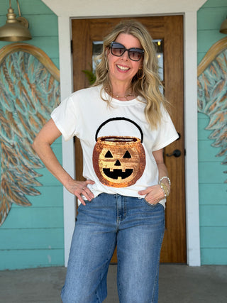 Queen of Sparkles Functioning  Pumpkin Candy Basket Tee
