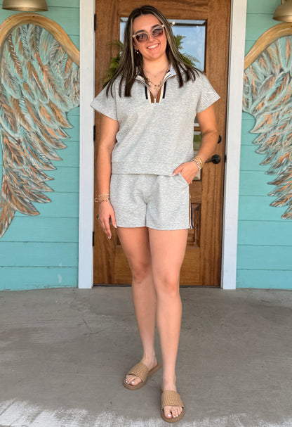 Grey Stripe Detail Short Set