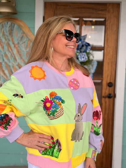 Queen of Sparkles Pastel Easter Icon Sweatshirt