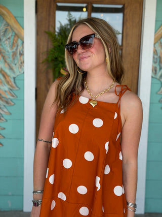 Burnt Orange Polka Dot Dress