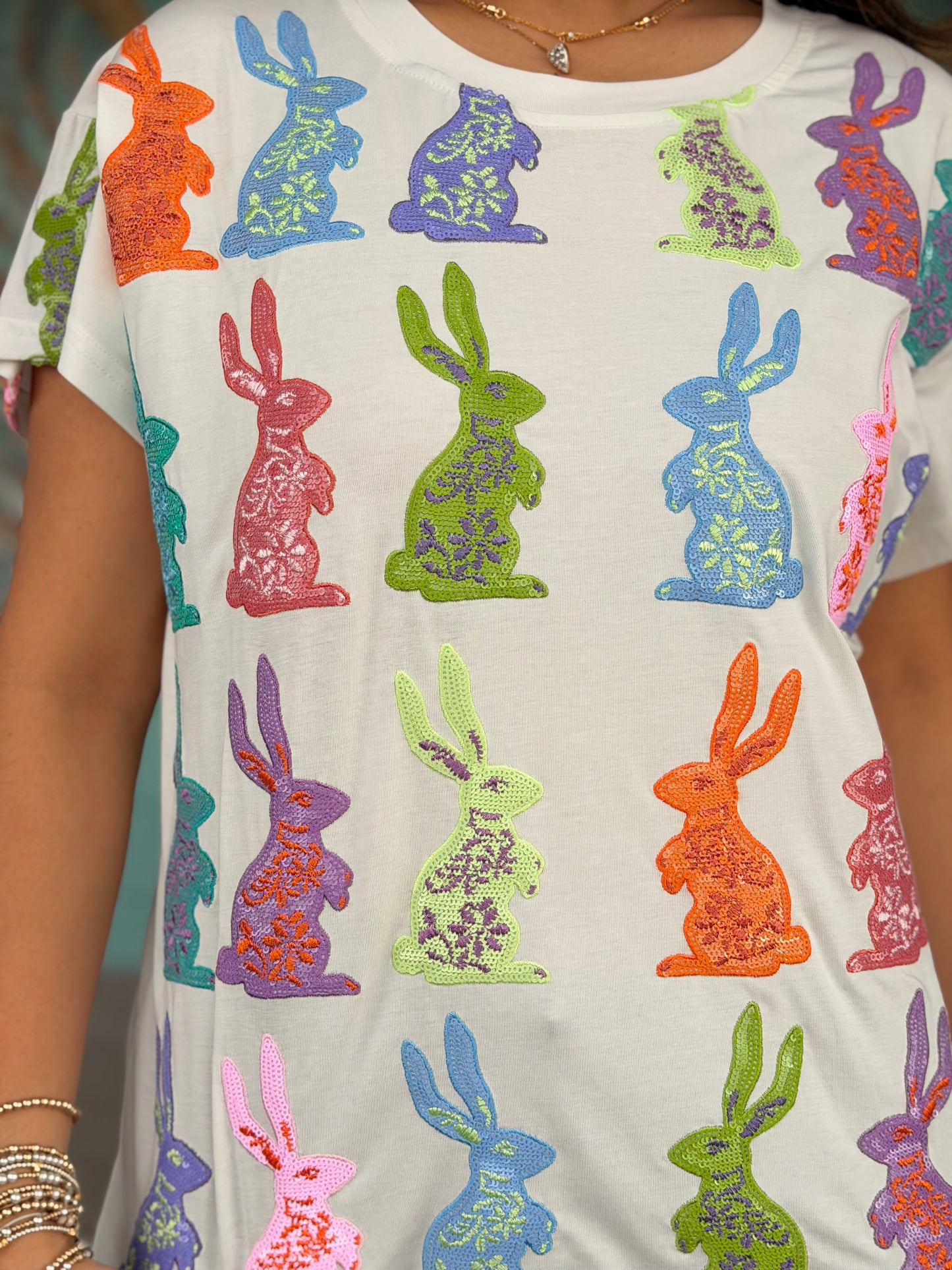 Queen of Sparkles Multi Easter Bunny Tee